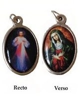 Médaille de Jésus Miséricordieux et Marie mère de Miséricorde